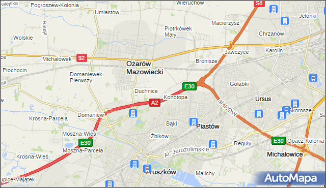 mapa Konotopa gmina Ożarów Mazowiecki, Konotopa gmina Ożarów Mazowiecki na mapie Targeo
