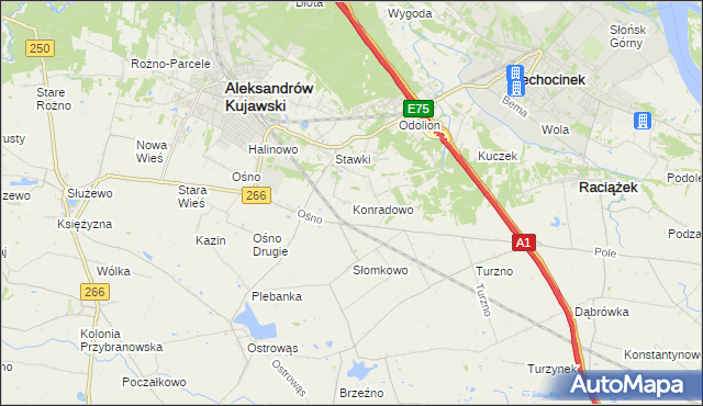 mapa Konradowo gmina Aleksandrów Kujawski, Konradowo gmina Aleksandrów Kujawski na mapie Targeo