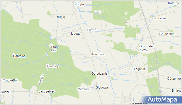 mapa Korytnica gmina Raszków, Korytnica gmina Raszków na mapie Targeo