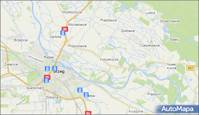 mapa Kościerzyce, Kościerzyce na mapie Targeo