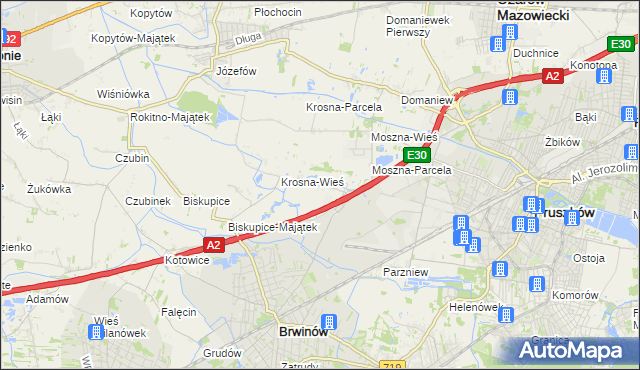 mapa Koszajec gmina Brwinów, Koszajec gmina Brwinów na mapie Targeo
