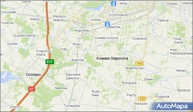 mapa Kowala-Stępocina, Kowala-Stępocina na mapie Targeo