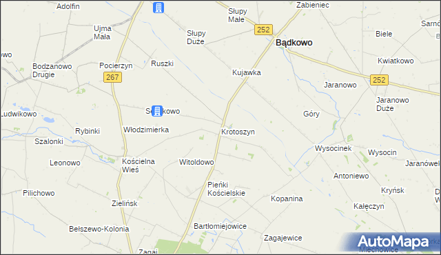 mapa Krotoszyn gmina Osięciny, Krotoszyn gmina Osięciny na mapie Targeo