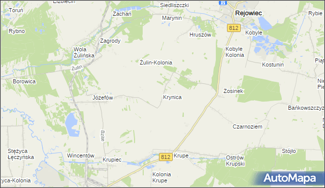 mapa Krynica gmina Krasnystaw, Krynica gmina Krasnystaw na mapie Targeo