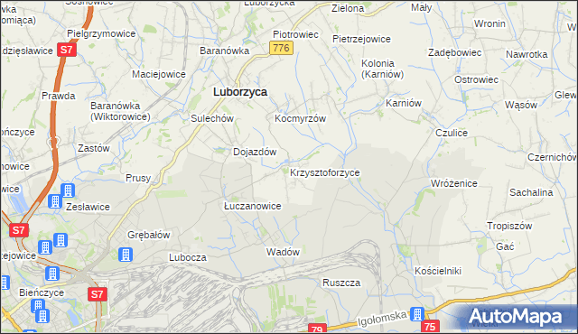 mapa Krzysztoforzyce, Krzysztoforzyce na mapie Targeo