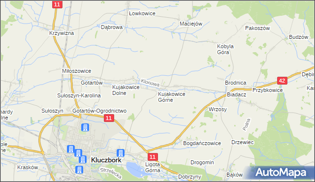 mapa Kujakowice Górne, Kujakowice Górne na mapie Targeo