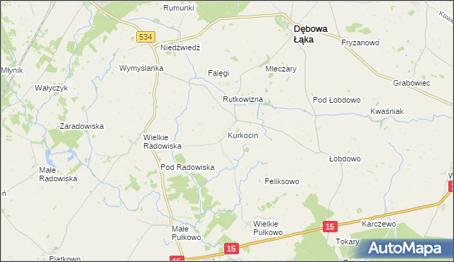 mapa Kurkocin, Kurkocin na mapie Targeo
