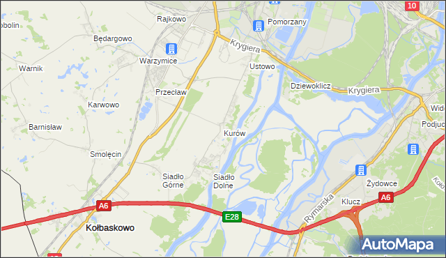 mapa Kurów gmina Kołbaskowo, Kurów gmina Kołbaskowo na mapie Targeo