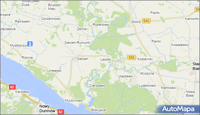 mapa Lasotki gmina Brudzeń Duży, Lasotki gmina Brudzeń Duży na mapie Targeo