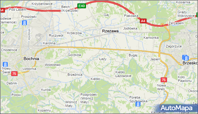 mapa Łazy gmina Rzezawa, Łazy gmina Rzezawa na mapie Targeo