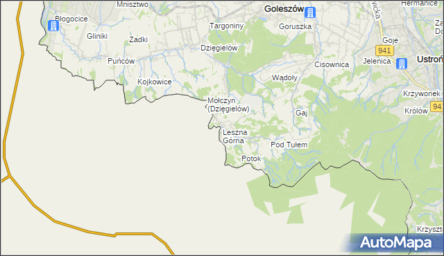 mapa Leszna Górna, Leszna Górna na mapie Targeo