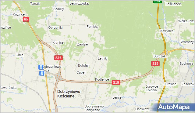 mapa Letniki gmina Dobrzyniewo Duże, Letniki gmina Dobrzyniewo Duże na mapie Targeo