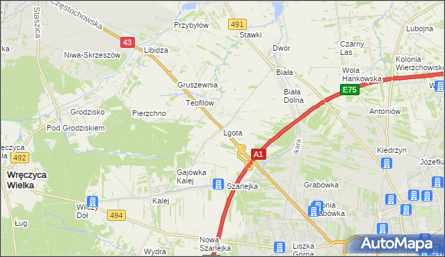 mapa Lgota gmina Kłobuck, Lgota gmina Kłobuck na mapie Targeo