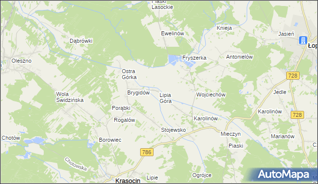 mapa Lipia Góra gmina Krasocin, Lipia Góra gmina Krasocin na mapie Targeo
