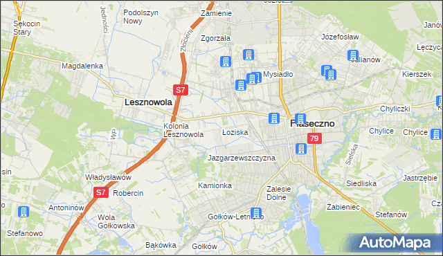 mapa Łoziska, Łoziska na mapie Targeo