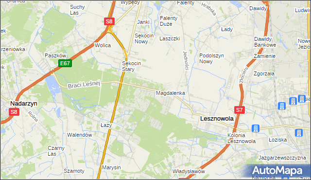 mapa Magdalenka gmina Lesznowola, Magdalenka gmina Lesznowola na mapie Targeo