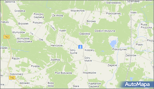mapa Majdan gmina Przedbórz, Majdan gmina Przedbórz na mapie Targeo