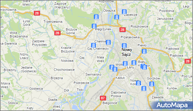 mapa Mała Wieś gmina Chełmiec, Mała Wieś gmina Chełmiec na mapie Targeo
