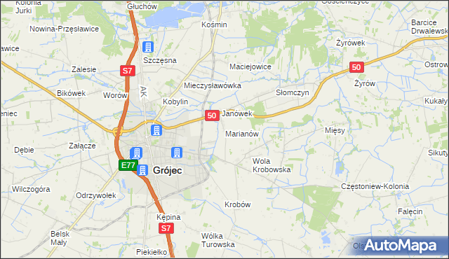 mapa Marianów gmina Grójec, Marianów gmina Grójec na mapie Targeo
