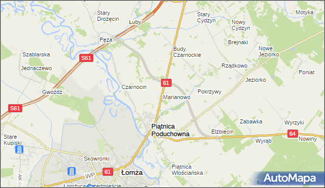 mapa Marianowo gmina Piątnica, Marianowo gmina Piątnica na mapie Targeo