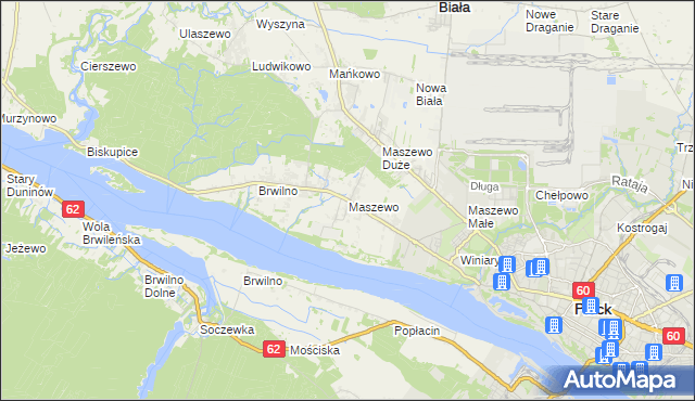 mapa Maszewo gmina Stara Biała, Maszewo gmina Stara Biała na mapie Targeo
