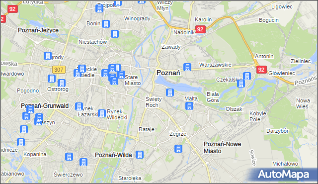 mapa Miasteczko gmina Poznań, Miasteczko gmina Poznań na mapie Targeo