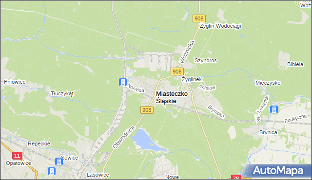 mapa Miasteczko Śląskie, Miasteczko Śląskie na mapie Targeo