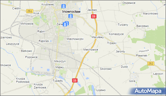mapa Miechowice gmina Inowrocław, Miechowice gmina Inowrocław na mapie Targeo