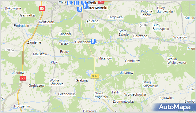 mapa Mikanów, Mikanów na mapie Targeo