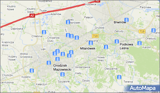 mapa Milanówek, Milanówek na mapie Targeo
