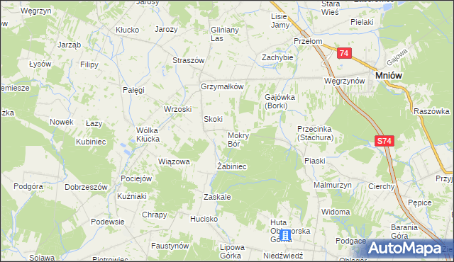 mapa Mokry Bór, Mokry Bór na mapie Targeo