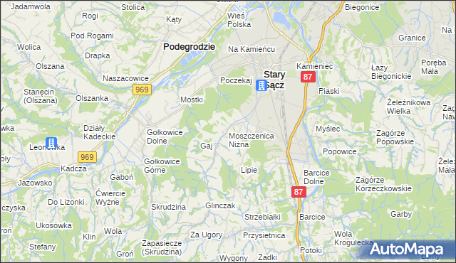 mapa Moszczenica Niżna, Moszczenica Niżna na mapie Targeo