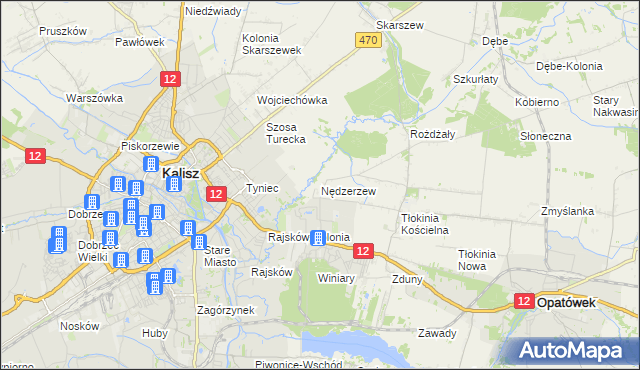 mapa Nędzerzew gmina Opatówek, Nędzerzew gmina Opatówek na mapie Targeo
