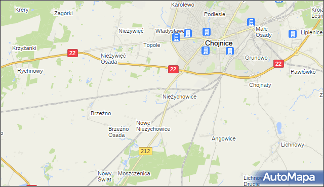 mapa Nieżychowice, Nieżychowice na mapie Targeo