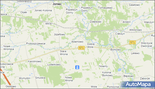 mapa Nowa Wrona gmina Nasielsk, Nowa Wrona gmina Nasielsk na mapie Targeo