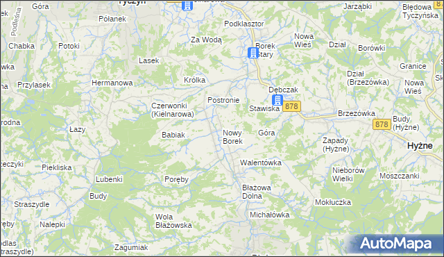 mapa Nowy Borek gmina Błażowa, Nowy Borek gmina Błażowa na mapie Targeo