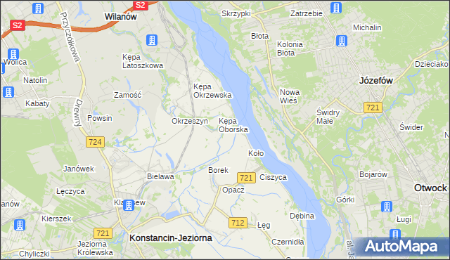 mapa Obórki gmina Konstancin-Jeziorna, Obórki gmina Konstancin-Jeziorna na mapie Targeo