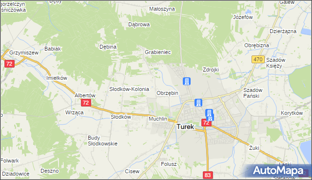 mapa Obrzębin, Obrzębin na mapie Targeo