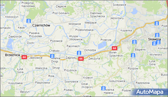 mapa Ochodza gmina Skawina, Ochodza gmina Skawina na mapie Targeo