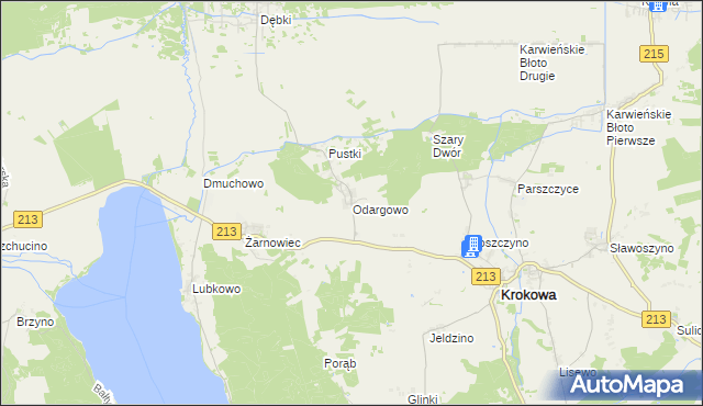 mapa Odargowo gmina Krokowa, Odargowo gmina Krokowa na mapie Targeo
