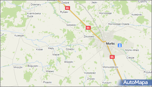 mapa Oliszki gmina Mońki, Oliszki gmina Mońki na mapie Targeo