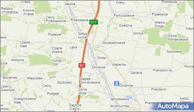 mapa Orłów gmina Słomniki, Orłów gmina Słomniki na mapie Targeo