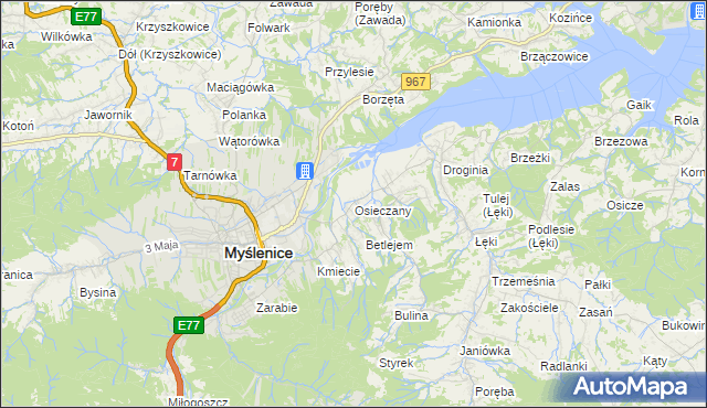 mapa Osieczany, Osieczany na mapie Targeo