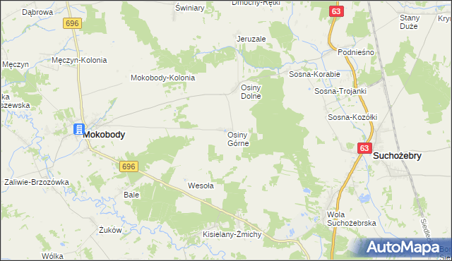 mapa Osiny Górne, Osiny Górne na mapie Targeo