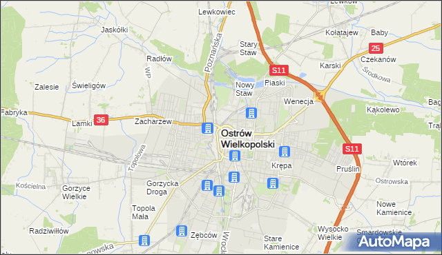 mapa Ostrów Wielkopolski, Ostrów Wielkopolski na mapie Targeo
