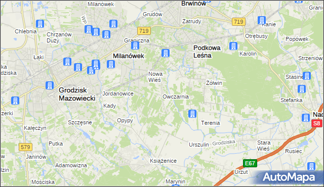 mapa Owczarnia gmina Brwinów, Owczarnia gmina Brwinów na mapie Targeo