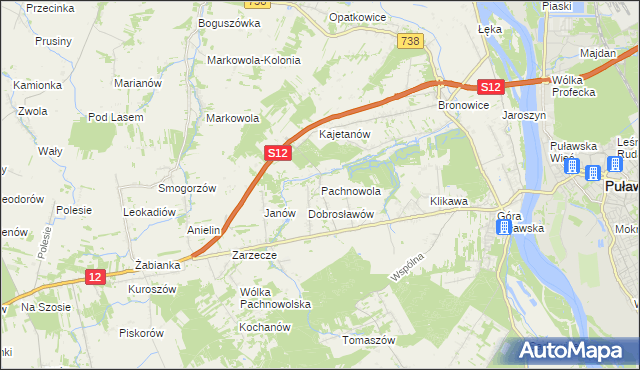 mapa Pachnowola, Pachnowola na mapie Targeo