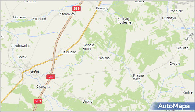 mapa Pasieka gmina Boćki, Pasieka gmina Boćki na mapie Targeo