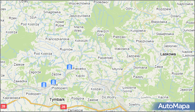 mapa Pasierbiec, Pasierbiec na mapie Targeo