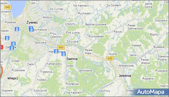 mapa Pewel Mała, Pewel Mała na mapie Targeo